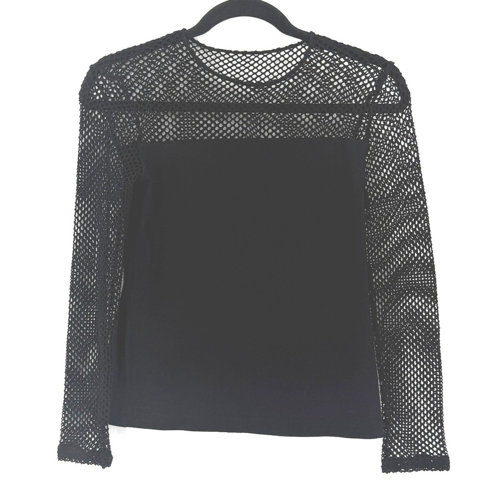 Akris Punto Mesh Yoke Shirt Womens XS Y2k Whimsigoth‎ Fishnet Y2K Indie Grunge